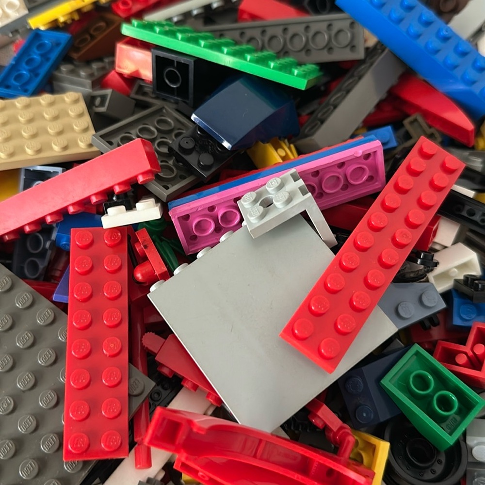 2 Pounds of Lego Mixed Bricks Set - Red, Yellow, Black, Gray, White